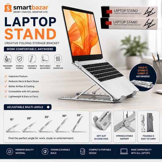 Plastic Foldable & Portable Laptop Stand | Lightweight Adjustable Laptop Holder | High-Quality ABS