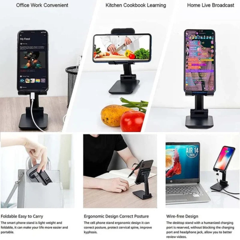 Universal Foldable Mobile & Tablet Stand | Adjustable Multi-Angle Holder