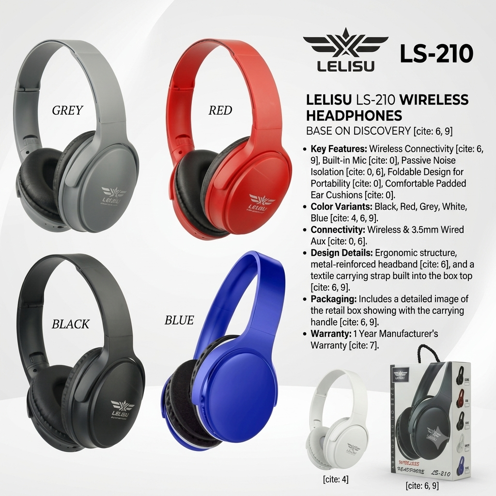 Lelisu LS-210 Wireless Headphones | Deep Bass, Noise-Canceling & Long Battery Life
