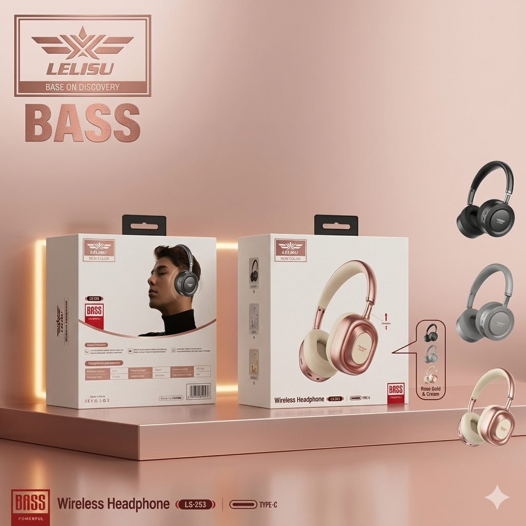 Lelisu LS-253 Wireless Headphones | Bluetooth Over-Ear Headset with Type-C Charging