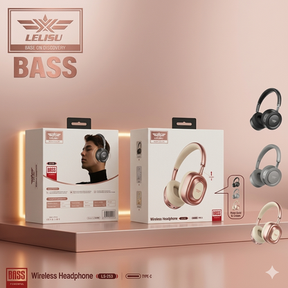 Lelisu LS-253 Wireless Headphones | Bluetooth Over-Ear Headset with Type-C Charging