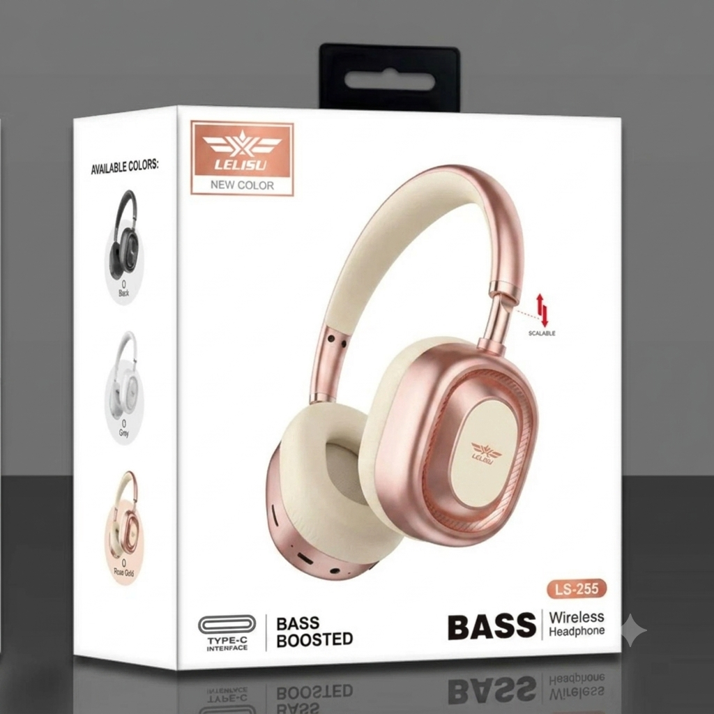 Lelisu LS-255 Bass Wireless Headphones | Bluetooth Over-Ear Headset with Type-C Interface