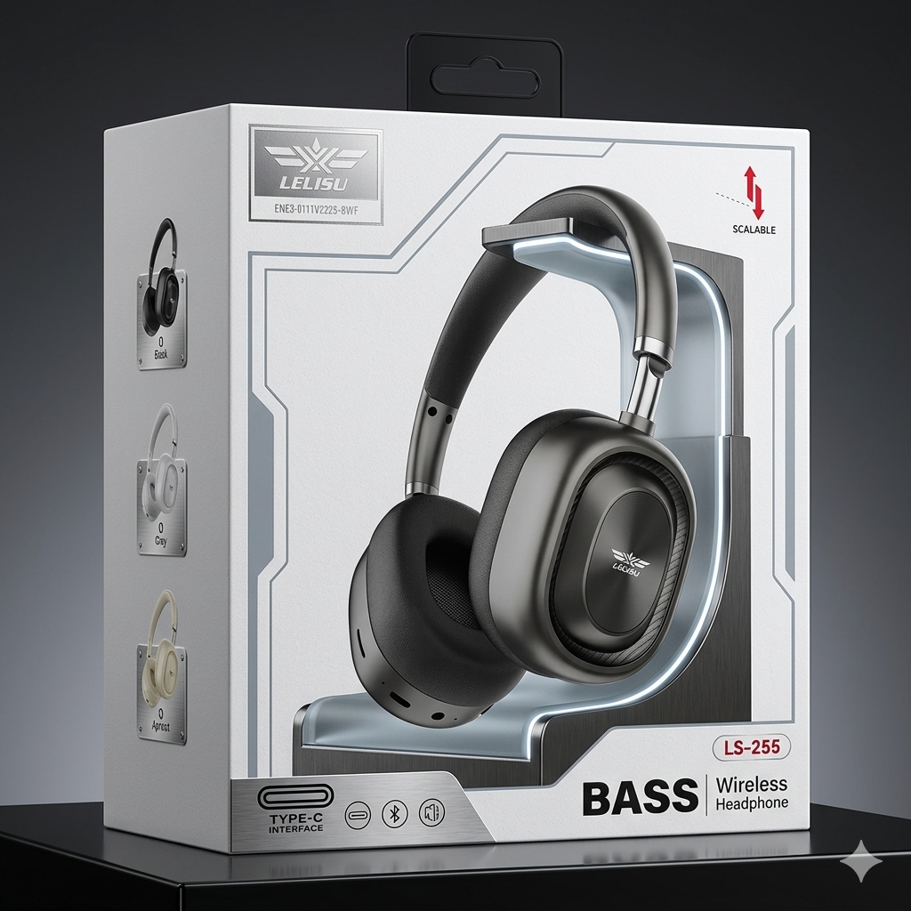 Lelisu LS-255 Bass Wireless Headphones | Bluetooth Over-Ear Headset with Type-C Interface