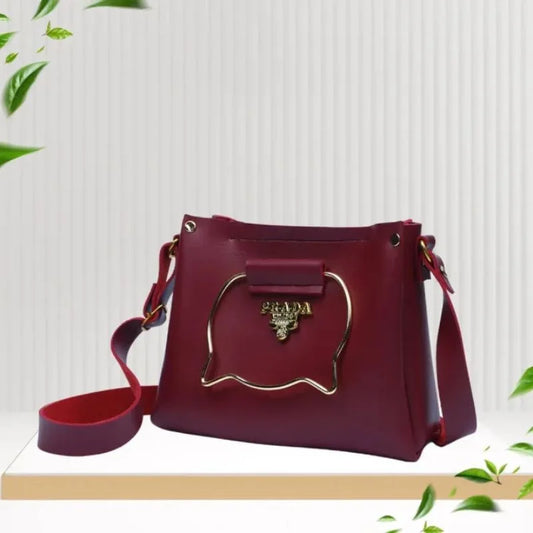 Maroon Elegant Cat Handle Handbag for Girls & Ladies | Stylish Shoulder & Crossbody Bag with Gold Accents | Adjustable Strap Elegant Cat Handle Handbag for Girls