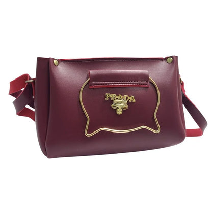 Maroon Elegant Cat Handle Handbag for Girls & Ladies | Stylish Shoulder & Crossbody Bag with Gold Accents | Adjustable Strap Elegant Cat Handle Handbag for Girls